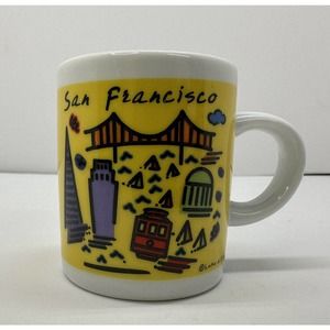 Luke-A-Tuke San Francisco Mug Yellow SMALL 4 oz Demi Golden Gate Landmarks Heart